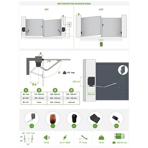 Cancello Battente 3,5m Vogel Alt. 120cm Alluminio Bianco + Motorizzazione Bunker B500 - Foto 8