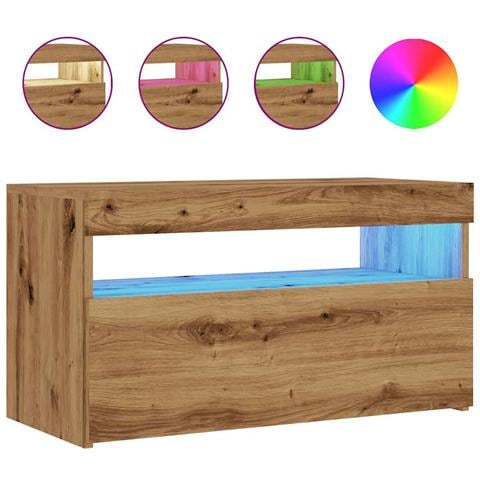 Mobile Porta Tv Con Led Artigianale 75x35x40 Cm Multistrato - Foto 2