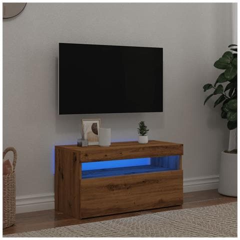 Mobile Porta Tv Con Led Artigianale 75x35x40 Cm Multistrato - Foto 1