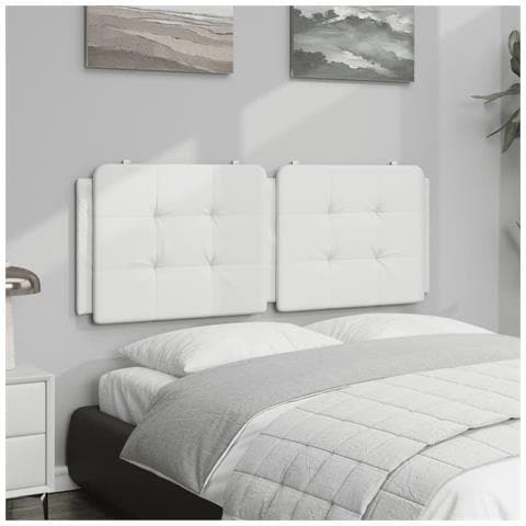 Cuscino Testiera Bianco 120 Cm In Similpelle - Foto 3