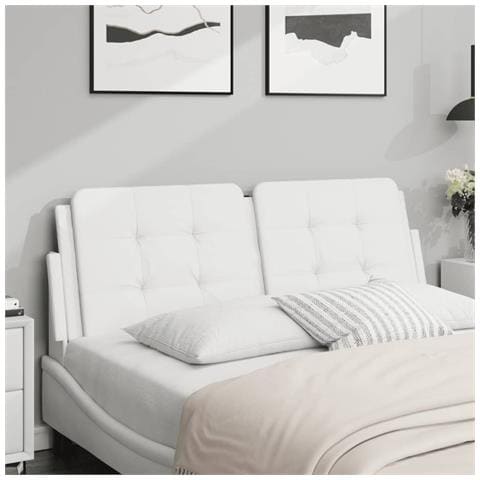 Cuscino Testiera Bianco 120 Cm In Similpelle - Foto 1