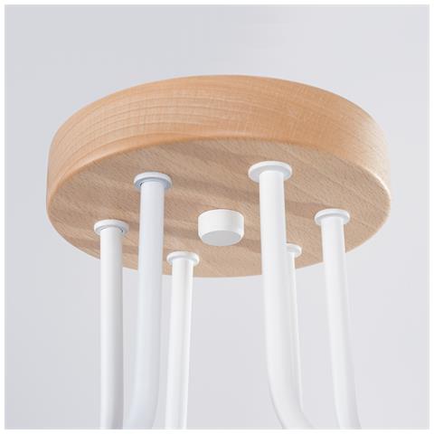 Lampadario Timbo 6 Bianco Sl. 1666 - Soppalco Lampadario Bianco /legno Naturale 16.5x85x58 Cm - Foto 8