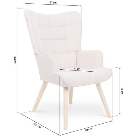 Poltrona Scandinava Stella Tessuto Beige Con Cuciture - Foto 8