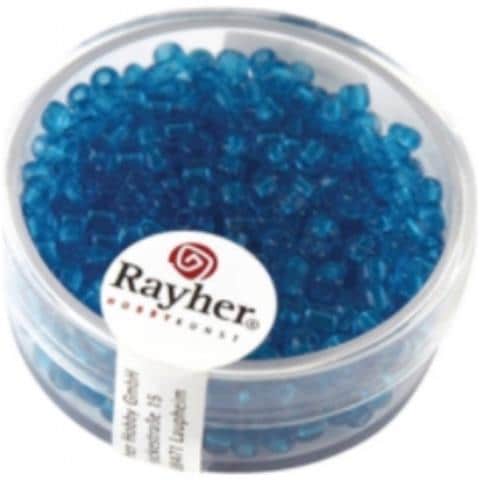 Rayher - 17 Grammi - Perline Rotonde In Vetro Trasparente Ø2,6mm - Colore Azzurro - Foto 1
