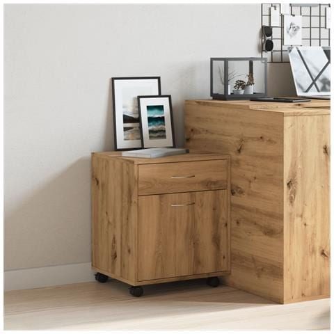 Armadietto Con Ruote Rovere Artigianale 45x38x54 Cm Truciolato - Foto 3