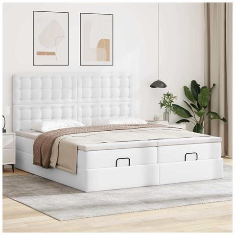 Struttura Letto Pouf Con Materassi 200x200 Cm Similpelle - Foto 3