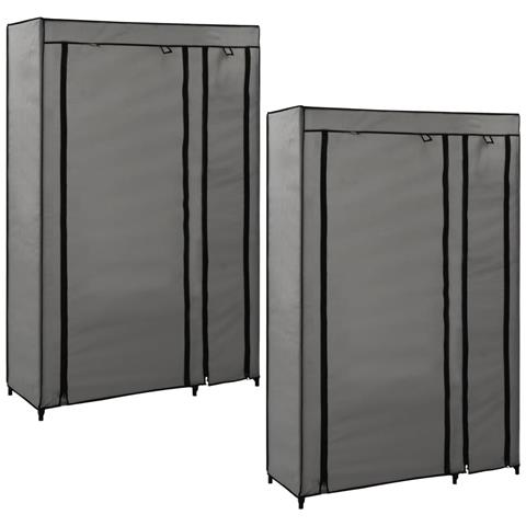 Lusso Casadino -  Armadi Pieghevoli 2 Pz Grigi 110x45x175 Cm In Tessuto - Foto 2