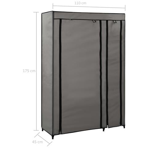 Lusso Casadino -  Armadi Pieghevoli 2 Pz Grigi 110x45x175 Cm In Tessuto - Foto 8