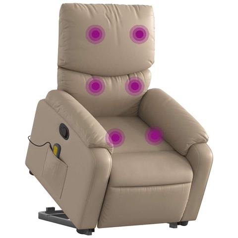 Poltrona Alzapersone Massaggi Reclinabile Cappuccino Similpelle - Foto 2