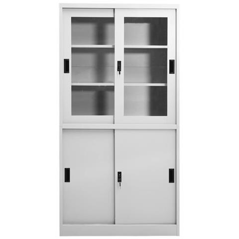 Lusso Casadino -  Armadio Con Anta Scorrevole Grigio Chiaro 90x40x180 Cm Acciaio - Foto 1