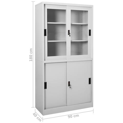 Lusso Casadino -  Armadio Con Anta Scorrevole Grigio Chiaro 90x40x180 Cm Acciaio - Foto 8