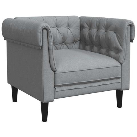 Lusso Casadino -  Poltrona Chesterfield Grigio Chiaro In Tessuto - Foto 1