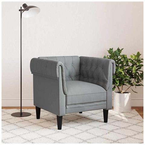Lusso Casadino -  Poltrona Chesterfield Grigio Chiaro In Tessuto - Foto 2
