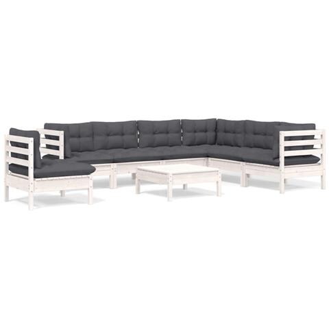Lusso Casadino -  Set Divani Da Giardino 8 Pz Con Cuscini Bianchi Legno Di Pino - Foto 1
