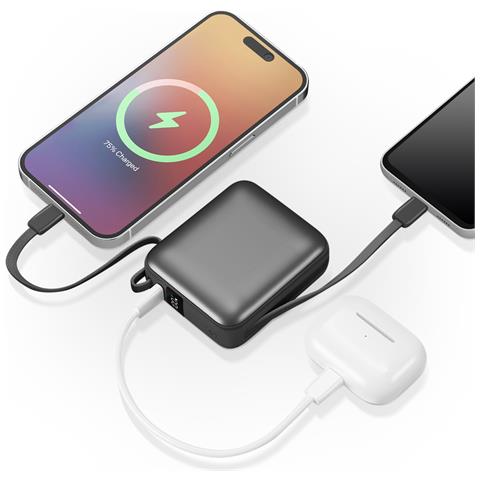 Batteria 10000mah 22.5w Usb-c /lightning /usb-c, Grigio Scuro - Foto 2