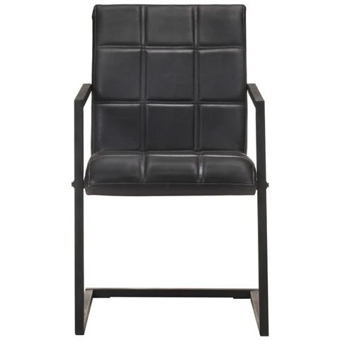 Lusso Casadino - Sedie Da Pranzo A Sbalzo 4 Pz Nere In Vera Pelle - Foto 1