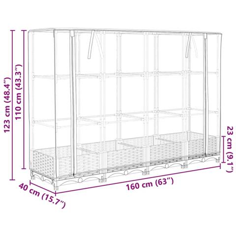 Letto Rialzato con Copertura Serra Effetto Rattan 160x40x123 cm - Foto 9