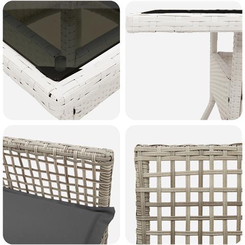 Set da Pranzo da Giardino 5 Pezzi Grigio Chiaro Rattan Poly - Foto 9