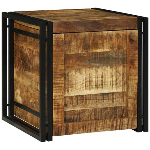 Scatola di Stoccaggio 50x50x50 cm in Legno Massello di Mango Grezzo - Foto 1