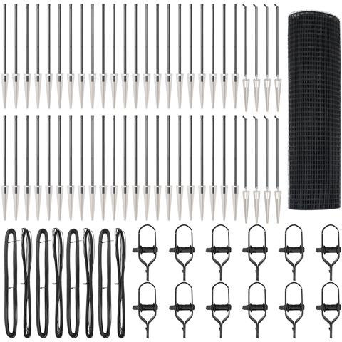 Recinzione in Rete Saldato con 13 Paletti Spike Grigio 0,4x100 m Acciaio - Foto 1