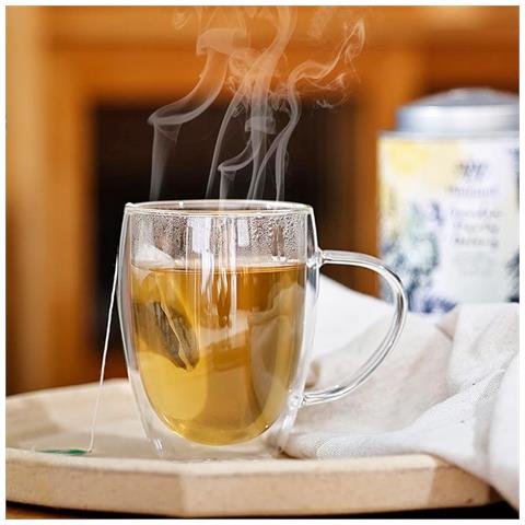 Lotto 2 Bicchieri Con Manico A Doppia Parete 350 Ml In Vetro Borosilicato Solido, Trasparente - Foto 2