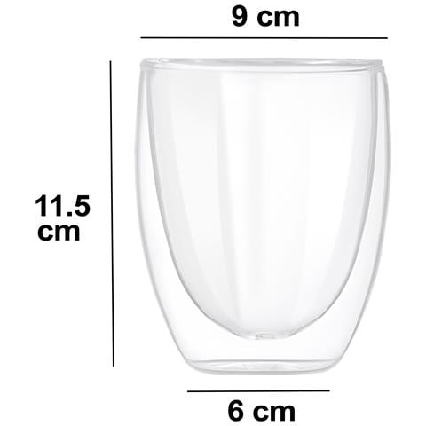 Lotto 2 Bicchieri Con Manico A Doppia Parete 350 Ml In Vetro Borosilicato Solido, Trasparente - Foto 5