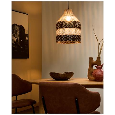 Lampadario Turabo Rattan Nero /bianco - Foto 1