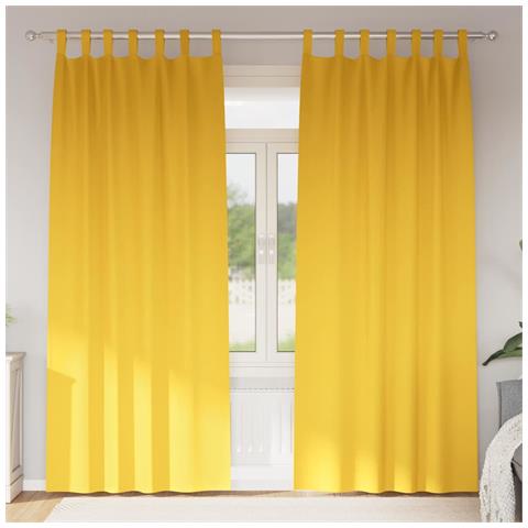 Tende con tende 2 pcs giallo senape Poliestere - Foto 2