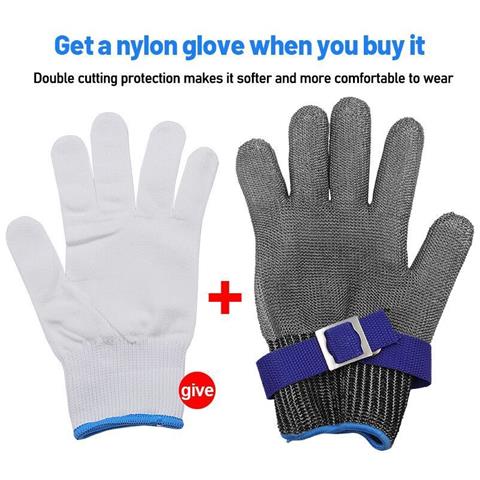 Guanti In Filo Di Acciaio Inossidabile Resistenti Al Taglio Di Livello 5 - Protezione Mani Definitiva M - Foto 2