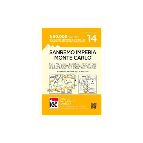 Carte n. 14 San Remo, Imperia, Monte Carlo 1:50.000. Carta dei sentieri e dei rifugi - Foto 1