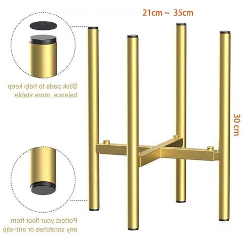 Supporto Decorativo Dorato Rotondo Per Piante - Porta Vaso Regolabile - Foto 2