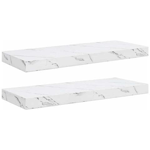 Scaffale da parete 2 pcs Marmo Bianco 60 x 23,5 x 4 cm - Foto 1