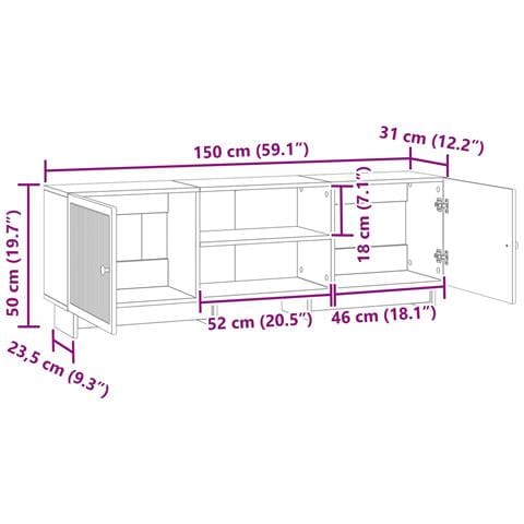 Mobile TV Legno vecchio 150 x 31 x 50 cm Legno ingegnerizzato - Foto 9