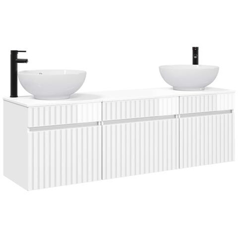 Set di Armadi da Bagno 3 pz Bianco Lucido 49 x 44,5 x 66,5 cm - Foto 1