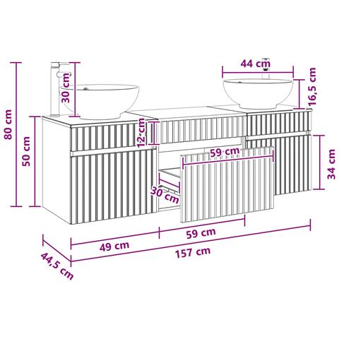 Set di Armadi da Bagno 3 pz Bianco Lucido 49 x 44,5 x 66,5 cm - Foto 10