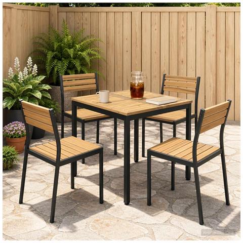 Tavolo da cena da giardino Bianco e Nero 70 x 68,5 x 75 cm - Foto 2