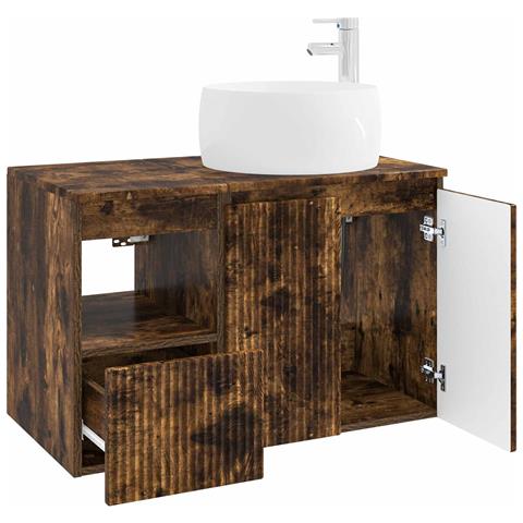 Set di mobili per il bagno 2 pz Rovere Fumo - Foto 2