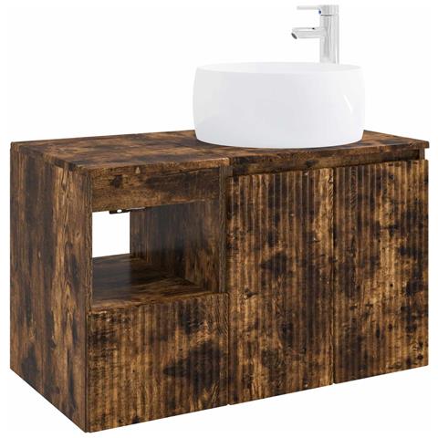 Set di mobili per il bagno 2 pz Rovere Fumo - Foto 1