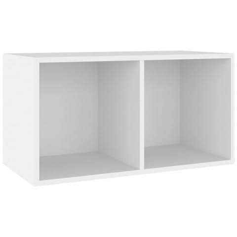 Contenitore per Vinili Bianco 71x34x36 cm in Legno Multistrato - Foto 1