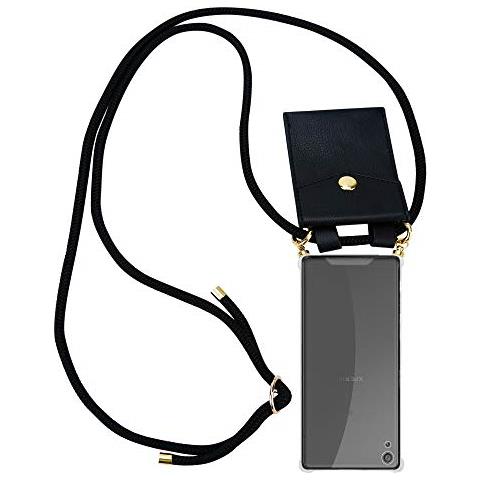 Catena Di Telefoni Cellulari Compatibile Con Sony Xperia Xa In Nero - Coperchio Protettivo In Silicone Con Anelli D'oro, Cinturino In Corda E Custodia Staccabile - Foto 1