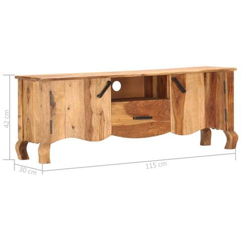 Mobile Porta Tv 115x30x42 Cm In Legno Massello Di Sheesham - Foto 10