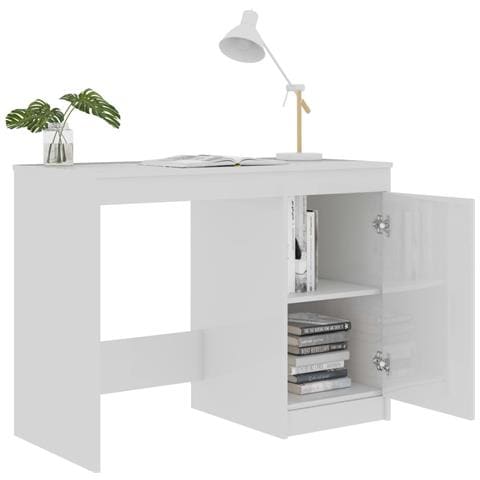 Scrivania Bianco Lucido 100x50x76 cm in Legno Multistrato - Foto 2