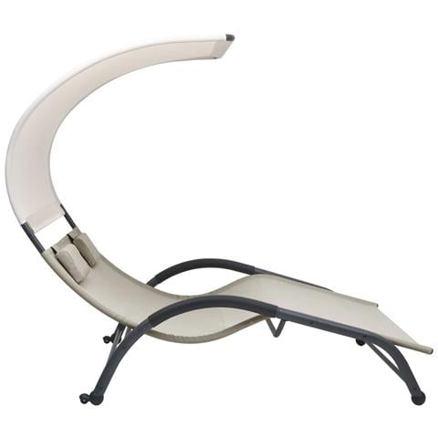 Lettino Prendisole Doppio con Baldacchino in Textilene Crema - Foto 7