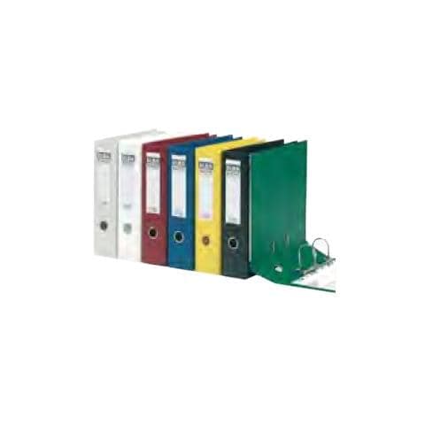 Lever Arch File Elba - A4 - 210 mm Larghezza x 297 mm Lunghezza Dimensione Foglio - 570 Capacità Fogli - 2 x Campanello Chiusura - Plastica, Cartone - Giallo - Foto 1