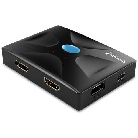 Switch per Keyboard-Video-Mouse Hdmi Usb a 2 Porte Con 2 Cavi Di Collegamento - Foto 2