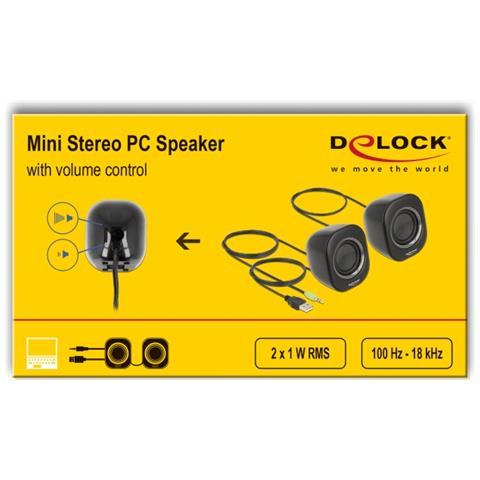 Mini altoparlante stereo per PC con jack stereo da 3,5 mm maschio e alimentazione USB - Foto 2