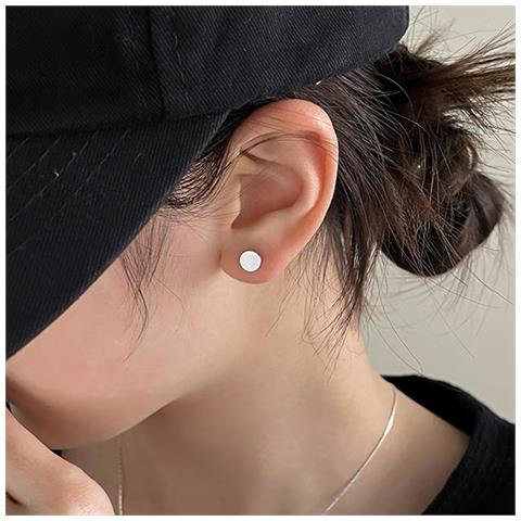 Orecchini Rotondi Classici 1 Paio Silver - Foto 6