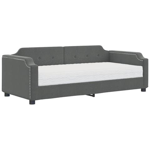 Divano Letto Con Materasso Grigio Scuro 100x200 Cm In Tessuto - Foto 1