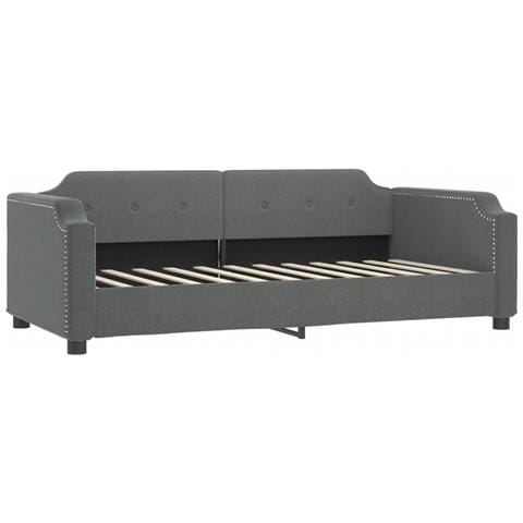 Divano Letto Con Materasso Grigio Scuro 100x200 Cm In Tessuto - Foto 9