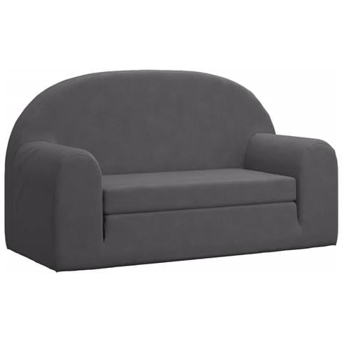 Divano Letto Per Bambini A 2 Posti Antracite In Morbido Peluche - Foto 2